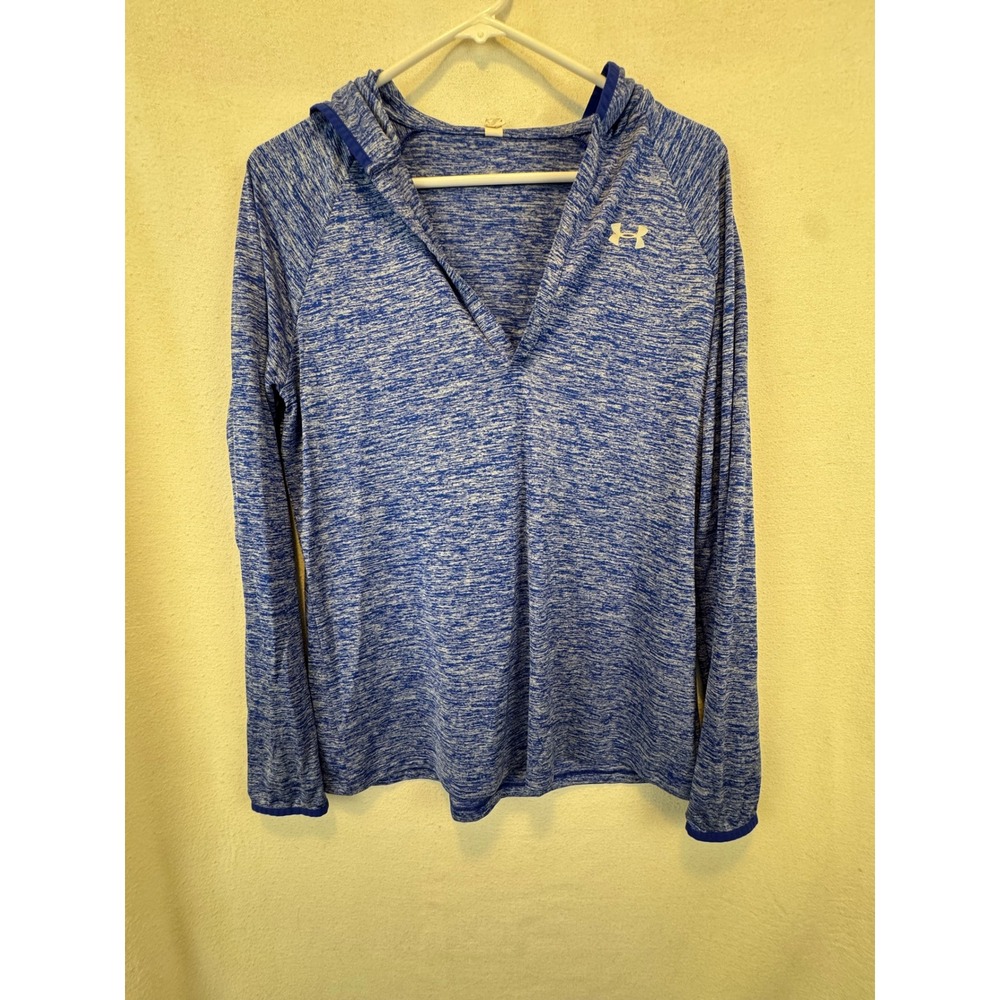 Under Armour Hoodie Blue Space Dye HeatGear 1269181 V-Neck Pullover Loose L